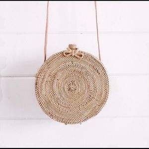 Round Rattan Crossbody Bag